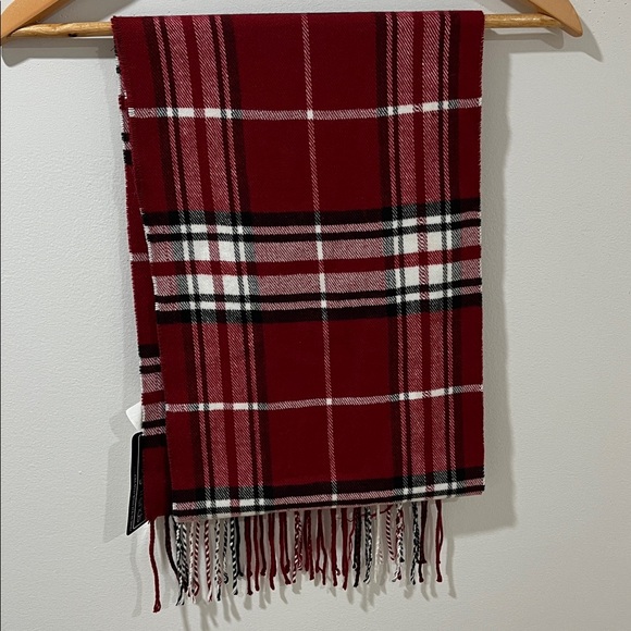 NWT Plaid Scarf Unisex Red Scarf, Tartan Fringe Cozy Winter - Picture 5 of 5